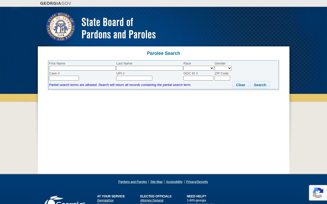 Telfair County parole and probation parolee database